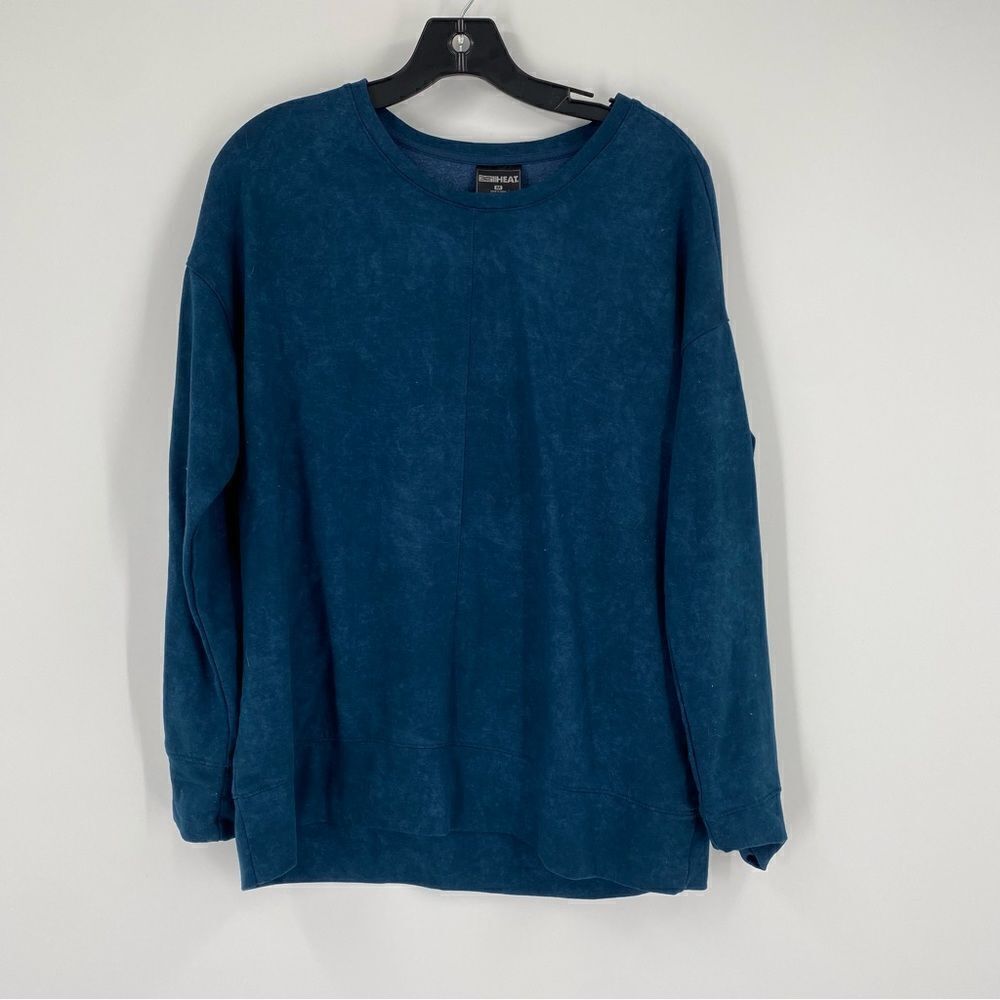 32 Degrees Heat Women’s Crew Neck Long Sleeve Fleece Lined Blue Sweatshirt M